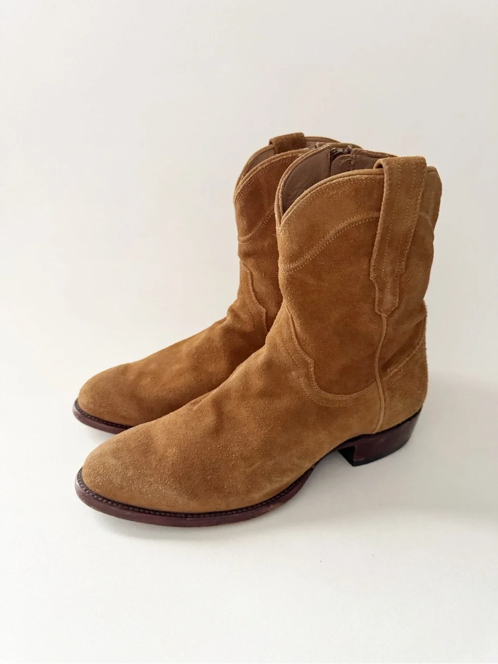 Tecovas Mens Suede Ankle Cowboy Boot Roper 10.5 EE Wide Western Classic Camel